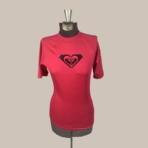 Roxy Women Pink/Black Short Sleeve Rash Guard